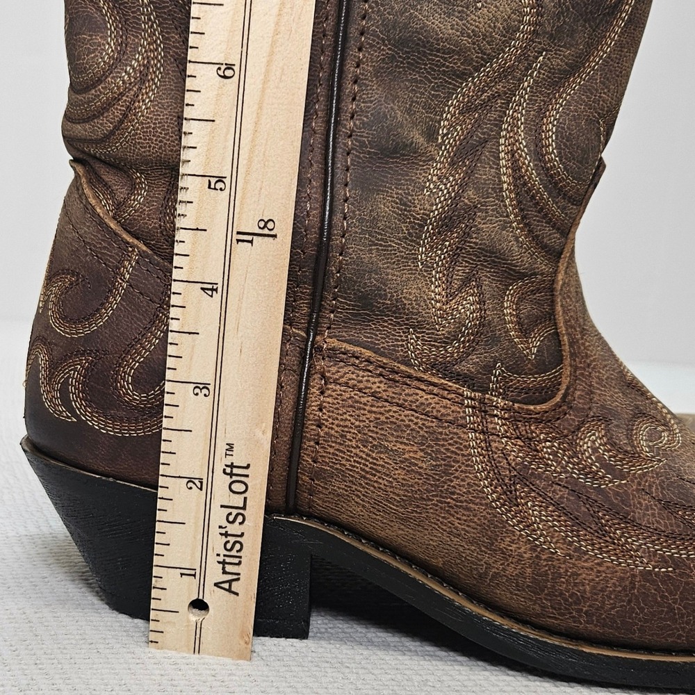 Laredo 52094 Womens Brown Distressed Leather Snip Toe Western Cowboy Boots 10M - Picture 9 of 16